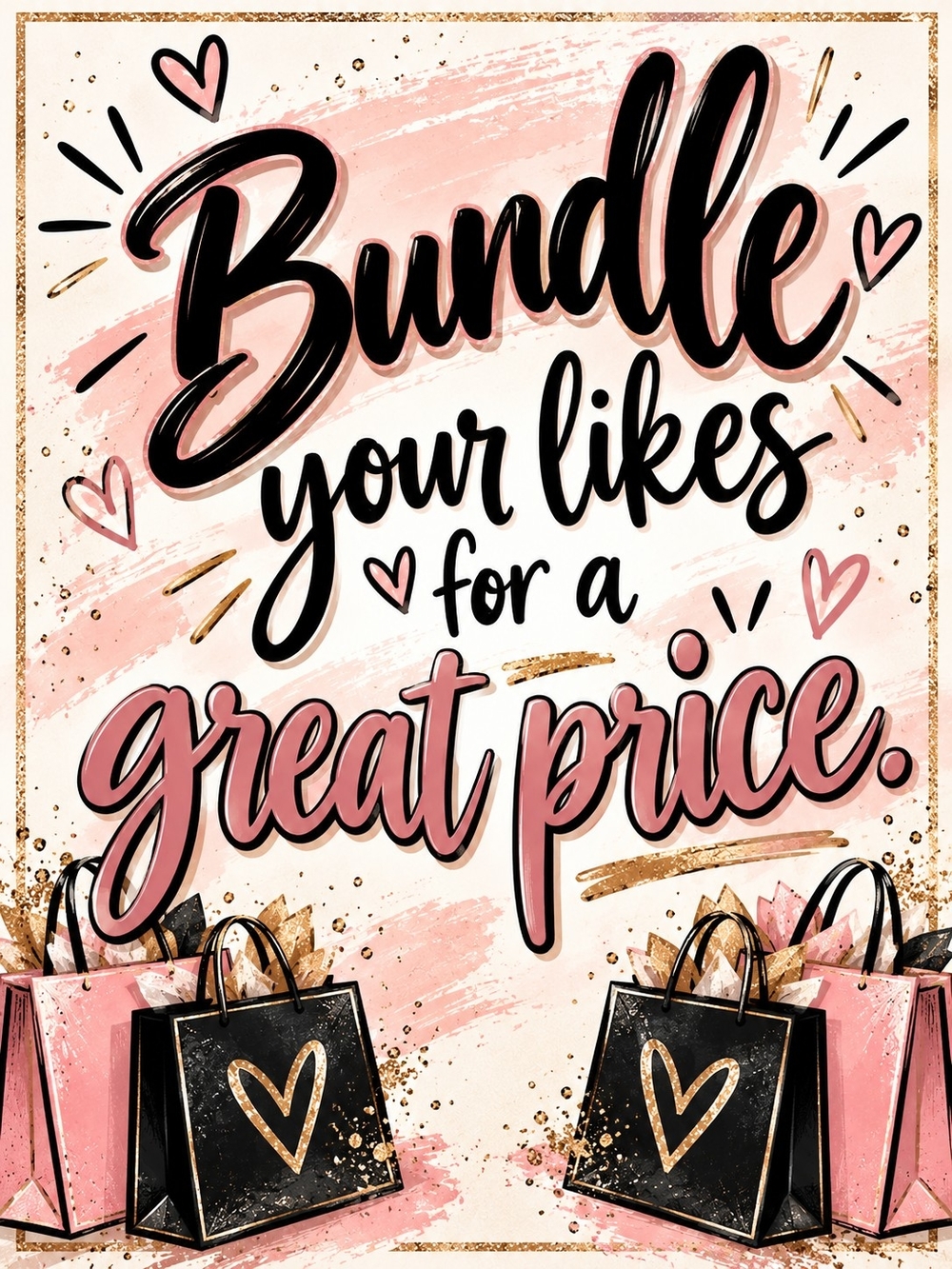 Bundle Your Likes Party Poster - Pink and Black Decorative Sign